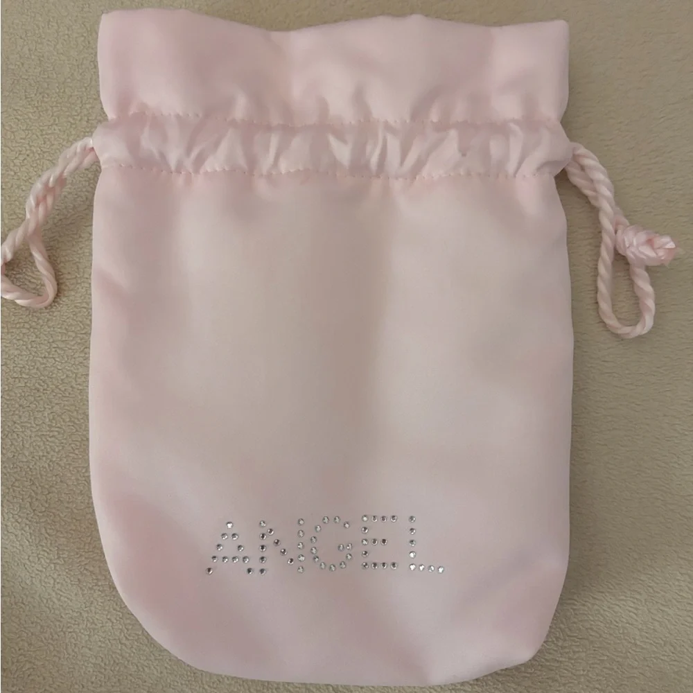 Angel Rhinestone Pink Soft Drawstring Bag. - Picture 2 of 6